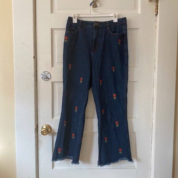 Princess Highway Pants - Princess Highway Tulip Embroidered Jeans.